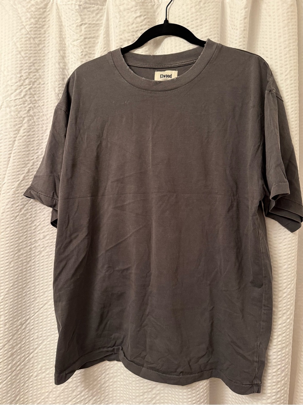 Elwood Oversized Loose Distressed Crew Neck Short Sleeve T-Shirt Sz M Gray